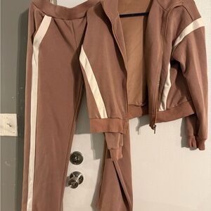 Women's Tan and White Tracksuit Set bought off TikTok shop
